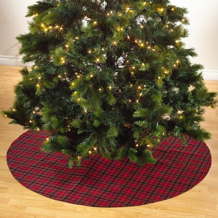 TISTHESEASON Plaid Design Christmas Tree Skirt - Red - 72 x 72 x 0.25 in. TI3203190